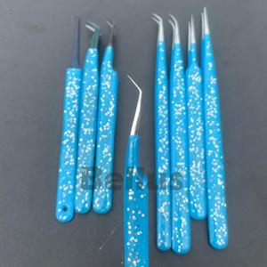 Glitter Blue Coating Stainless Steel <b>Eyelash</b> <b>Tweezers</b> Private Label Lash Tools Wholesale <b>Tweezers</b> for Women - Product Image 6