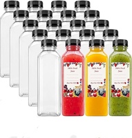 Bouteilles en plastique PET carrées pour jus et boissons, 60 ml-500 ml, avec bouchon à vis, vente en gros