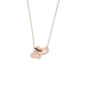 Collar de Plata de Ley 925 con Diseño de Mariposa del Amor y Piedras Rosas y Blancas para Regalo - Product Image 2