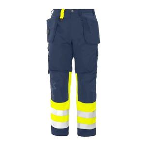 Pantalon de travail bleu marine personnalisé pour homme avec bandes réfléchissantes et plusieurs poches pour une utilisation sécurisée et protectrice - Product Image 1
