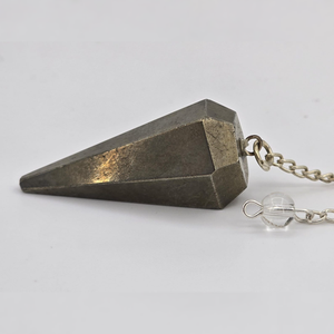 Venta al por mayor 6 facetas pirita Hexagonal cristal piedras preciosas péndulo Venta caliente herramienta de radiestesia para la energía curación práctica espiritual - Product Image 1