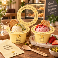 Emballage personnalisé AT PACK pour coupes à glace avec logo pour les boutiques de gelato, les cafés, les desserts à emporter, l'image de marque, emballage alimentaire haut de gamme
