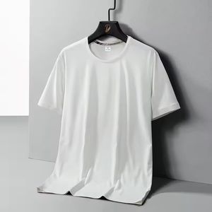 Vente en gros T-shirt formel en jersey de coton bleu marine surdimensionné pour hommes 260g meilleure qualité à manches courtes solide anti-rétrécissement - Product Image 3