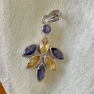 Pendentif Shah Gems en argent sterling 925 pour femme, pierres naturelles Iolite et Citrine, style religieux, cadeau pour la création de bijoux - Product Image 5