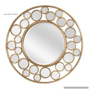 Flower Shape Metal Wall Mirror Gold Color Handcrafted Design Storage <b>Shelving</b> and Abstract Organization Supplies Premium Quality - Product Image 4