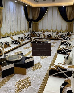 Majlis arabe moderne design marocain pour la maison 40cm hauteur assise comprend canapé-lit laine tapis rideau table ensemble - Product Image 4