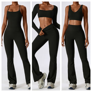 Nueva ropa de yoga Gimnasio Conjuntos de fitness Entrenamiento Fitness Ropa de gimnasio Cintura alta Mujeres Camiseta sin mangas Conjuntos de yoga Logotipo personalizado - Product Image 4