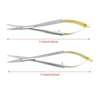 3 Buah Gunting Bedah Castroviejo Gigi Manual Baja Tahan Karat Alat Forceps Lurus/Melengkung Instrumen Kedokteran Gigi CE Ergonomis