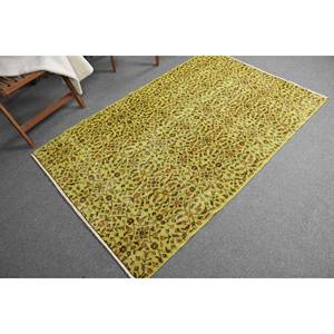 Alfombra de yute con respaldo de látex para uso en pasillos, diseño de retazos turco vintage, clásico, amarillo y marrón (3,9 'X 6,2') - Product Image 2
