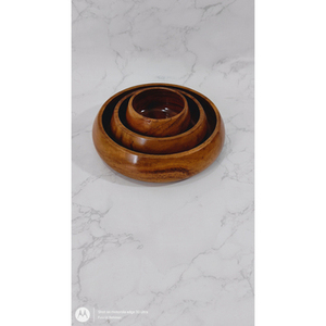 Lot de 3 bols à soupe ronds en bois marron de différentes tailles, idéaux pour la table et la salle à manger, accessoires de service - Product Image 4