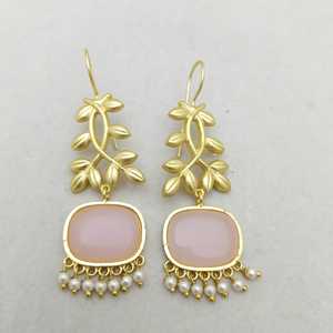 Customizable Design Leafy Vine Motif Pattern Matte Gold-Plated Alloy Heavy Brass <b>Drop</b> <b>Earrings</b> Set for Bulk Fashion Product - Product Image 2