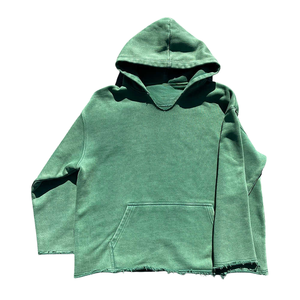 Sun Faded Washed Green Hoodie Oversized Heavy Cotton Pullover Streetwear Sudadera con capucha Unisex Custom Logo OEM Manufacturers - Product Image 1