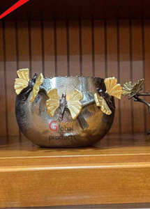 Decorative butterfly <b>Bowl</b> <b>Stainless</b> <b>Steel</b> and Brass Base <b>Bowl</b> for Weddings Hotels Decor - Product Image 3