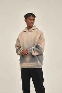 Sweats à capuche entièrement personnalisés et dégradés au soleil Vente en gros de sweats à capuche blancs en éponge française lavés à l'acide en vente - Product Image 6