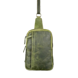 Bolso de Pecho de Cuero Genuino, Bolso de Hombro con Cierre de Cremallera, Minimalista, Duradero, para Uso Diario, Todas las Temporadas, para Hombre - Product Image 1