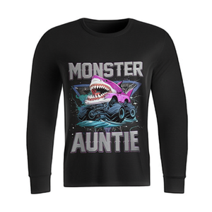 Camiseta de manga larga Monster Auntie, diseño gráfico con cuello en V, color negro, talla pequeña - Product Image 2
