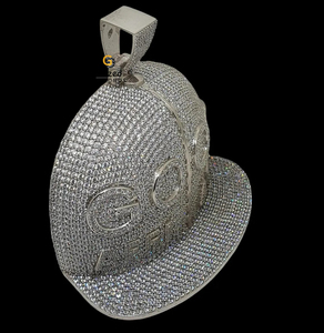 925เพชรไม่มีสีประกายแวววาวแวววาวแวววาวจี้หมวกตัวอักษรที่กำหนดเองได้สไตล์ฮิปฮอปเย็นความชัดเจน VVS - Product Image 3