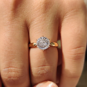 Bague de fiançailles solitaire en diamant de laboratoire taille portugaise 1 carat, sertie en panier tulipe, en or 10K plaqué rhodium, pour femme, haute joaillerie - Product Image 1