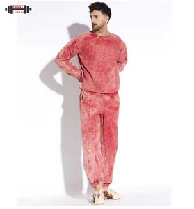 Men's Winter Black Cotton Acid Wash Custom Made High Quality Fleece Breathable Printed Hooded Regular <b>Tracksuit</b> Unique Design - Product Image 1