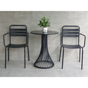 Contemporary Design Combo Set 60x60cm Round Coffee <b>Table</b> and 2 Outdoor Iron Chairs Model CBCF283 - Product Image 5