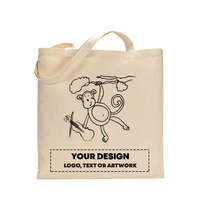 Sac fourre-tout en toile 100 % coton réutilisable, écologique, personnalisable avec logo, thème singe, niveau de base, pour enfants, utilisation promotionnelle artistique, en tissu vierge