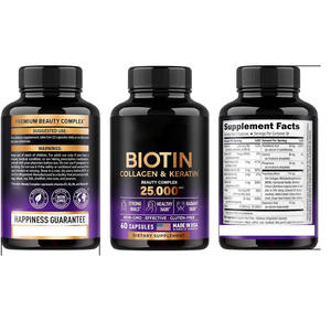 Suplementos de hierbas Cápsulas de biotina vegana 1000 Mcg con Ashwagandha Soporte de cúrcuma Cabello Uñas Piel Cápsulas de biotina - Product Image 5