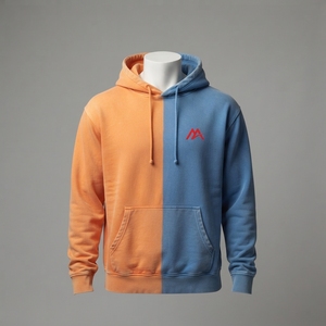 MATTIERA <b>Mens</b> Blue Orange Two Tone Zip Up Hoodie <b>Red</b> Logo Fleece <b>Sweatshirt</b> Streetwear Casual Hooded Jacket Custom Wholesale OEM - Product Image 1