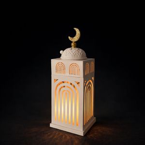 Lanterne en métal islamique élégante spéciale Ramadan avec lune croissante et étoile, lumière chaude, décoration décorative pour la maison, cadeau pour le Ramadan et l'Aïd - Product Image 6