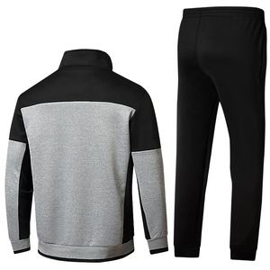 Survêtement deux pièces décontracté pour homme Ensemble de course à pied en polyester noir Logo personnalisé Motif solide pour les sports d'hiver - Product Image 2