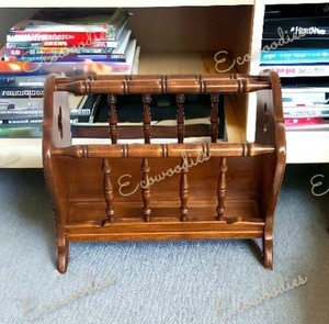 Vintage Nice Bamboo Wood Woven Dark Brown Magazine Rack Holder <b>Books</b> Storage for Living Room <b>Nursery</b> Traditional Rack Holder - Product Image 2