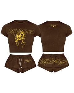 Conjunto de pantalones cortos de alta calidad con capucha blanca con paneles en contraste, suave y elástico, con impresión de logotipo personalizado, camiseta 100% algodón y pantalones cortos. - Product Image 6