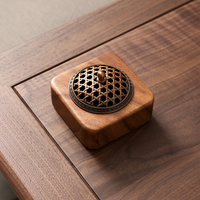 Brûleur d'encens artisanal en bois d'acacia avec gravure zen, forme ronde creuse, pour décoration religieuse et murale en bois