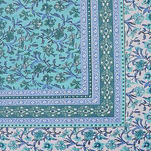 Turquoise Blue Floral Printed <b>King</b>-<b>Size</b> Double Bedsheet 2 Pillow Covers 3-Piece Comforter Set Home Stitched Technique Massaging - Product Image 5