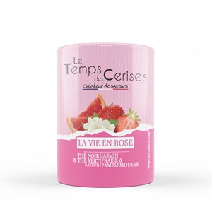 Tè Nero e Verde Aromatizzato al Gelsomino, Fragola e Pompelmo, Confezione da 80g, Tè Sfuso di Le Temps Des Cerises, Certificato IFS - Product Image 1