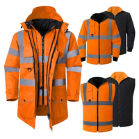 Veste de travail haute visibilité chaude pour hommes, avec fermeture éclair et poches, idéale pour les travaux routiers