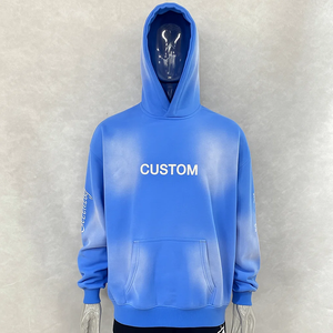 Sweat à capuche vintage pour homme, respirant, en polyester/coton, French Terry, coupe ample, effet délavé à l'acide, imprimé soleil - Product Image 2