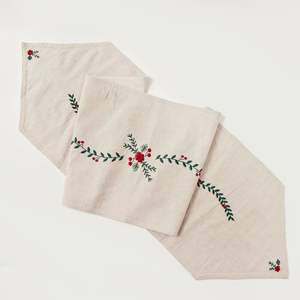 Simple Style Floral Linen Table <b>Runners</b> with Embroidery Handmade & Customizable Modern Home Dining Decor <b>Washable</b> - Product Image 4