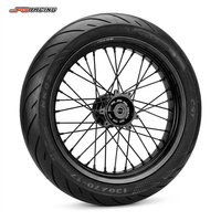 JFGRACING Jantes Supermoto Argent Noir 17 Pouces Kit Pneus Haute Performance pour Surron Ultra Bee 100/80-17 130/70-17 Ebike