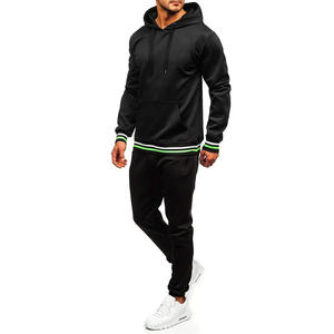 450gsm Top Quality <b>Men's</b> Pullover Hoodies Sweatshirts Streetwear Tracksuits 100% Cotton Stripes Rib Stylish Sweatsuit set - Product Image 3