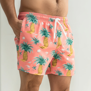 Wholesale Quick Dry Beach Board <b>Shorts</b> for <b>Men</b> Breathable Solid Pattern Swim Trunk Pants Mesh Lining Mid Waist Beach <b>Shorts</b> - Product Image 2