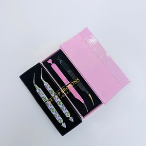 Pince à épiler pour cils GETUP BROSONS IMPEX de haute qualité en acier inoxydable, plusieurs couleurs, pointe lisse, poignée diamantée, antimagnétique - Product Image 5