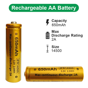 고성능 좋은 품질 <span class=keywords><strong>Lifepo4</strong></span> <span class=keywords><strong>3.2v</strong></span> Vapcell Ifr14500 650mah 2A 버튼 상단 배터리 <span class=keywords><strong>14500</strong></span> 손전등 용 - Product Image 2