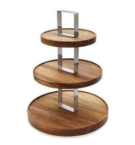 Fabricant et exportateur en gros de présentoir à gâteaux en bois de manguier fait à la main et au design personnalisé présentoir à gâteaux à étages en bois de dernière conception - Product Image 1