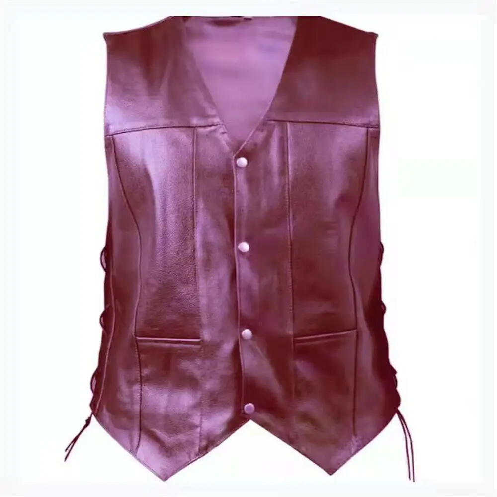 Motorcycle leather and Denim Vests Men's Leather and denim quilted vest Inside satin Lining Cow hide Leather skin Vest
