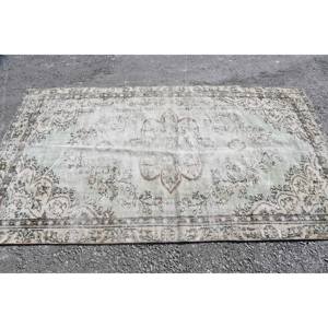 Alfombra de lana turca Vintage tradicional verde Beige 4,5 'X 7,9 'patrón de retazos tejido plano Decoración Para sala de estar respaldo de látex 4M - Product Image 3