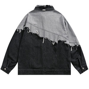 Nueva llegada de la chaqueta de mezclilla de las mujeres Hit Color chaquetas solapa de manga larga de retazos de un solo pecho Crop chaqueta de mezclilla de las mujeres - Product Image 2