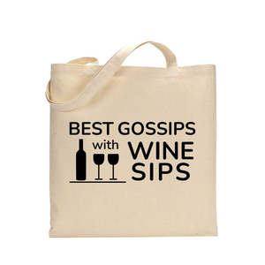 Bolsas de Algodón para Vino con Diseño 'Los Mejores Chismos y Degustaciones de Vino' - Product Image 1
