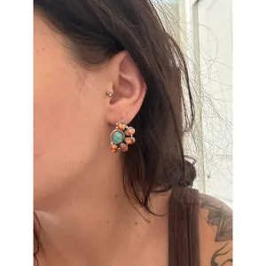 Southwest Handmade Multi Stone <b>Sterling</b> <b>Silver</b> Flower <b>Stud</b> <b>Earrings</b> - Product Image 2