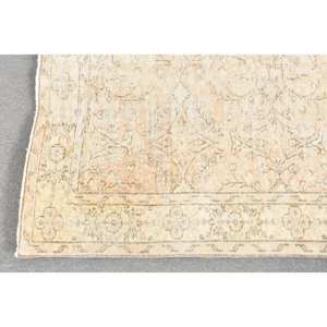 Alfombra turca de lana hecha a mano Beige Vintage, 5,5x8,9 pies, área grande clásica, retales abstractos, patrones de pasillo rectangulares, látex - Product Image 3