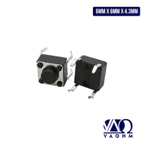 Interrupteur tactile Vaohm DIP TACT SWITCH VA-TSP4TB-S4H3 6 mm x 6 mm x 4,3 mm (paquet de 1000 pièces)
